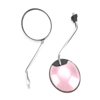 Pink Rear View Round Mirrors Universal For Motorcycle Scooter Moped 50cc-150cc PI