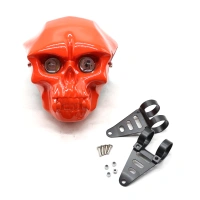 High Quality Wholesale Orange Skull Front Head Light Headlight Lamp For Harley Touring Electra Glide