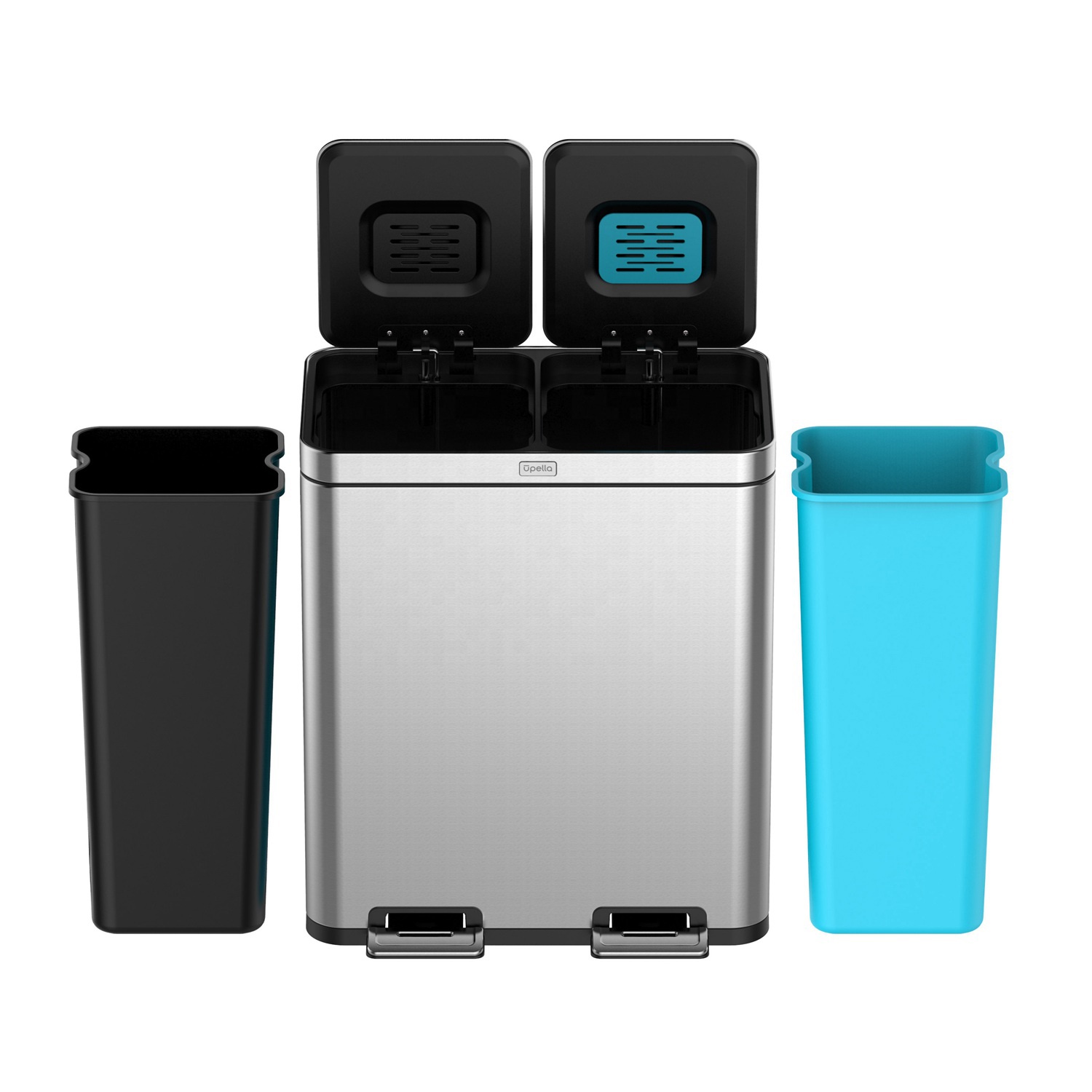 Modern Steel Bins Square Trash Can Stainless Steel With Pedal