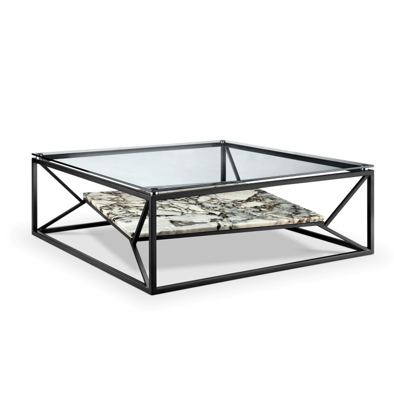 Scandinavian living room glass double coffee table