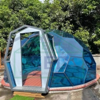 Aluminum Alloy Frame Outdoor Camping Winter Igloo House Luxury Glamping Hotel Resort Glass Geodesic Dome Tent with Automatic Sunproof