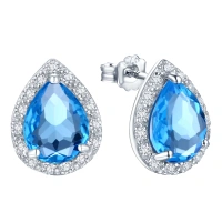 2022 Fashion Nano Sky Blue Topaz Gemstone Clip-on Diamond Earrings Jewelry Women Earrings