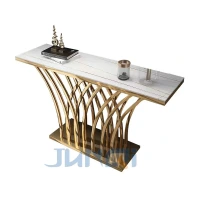Hallway furniture with shelving and drawers modern gold stainless steel marble luxury console table