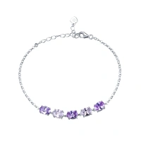 925 Sterling Silver Bracelet With color cubic zirconia Bracelet Adjustable Silver Bracelet Gift For Women