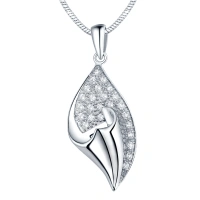 Elegant luxury Pendant rectangle 925 Sterling Silver Necklace jewelry women