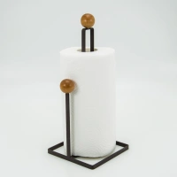 Customized flat iron living room and bathroom kitchen tissue rack with wooden beads