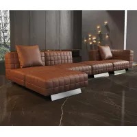 Italienisches, minimalistisches Leder, Schachbrett, Sofagarnitur, Wohnzimmermöbel, modulares Sofa