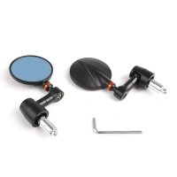 Black High Quality Motorcycle Bike Round Rear Side View 7/8" Bar End Mirrors Universal Black B4