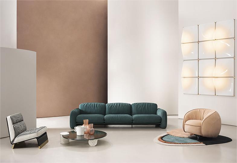 Scandinavian sofa Italian brushed leather sofa