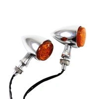 Universal Motorcycle Chrome LED Bullet Amber Stop Brake Running Turn Signal Lamp