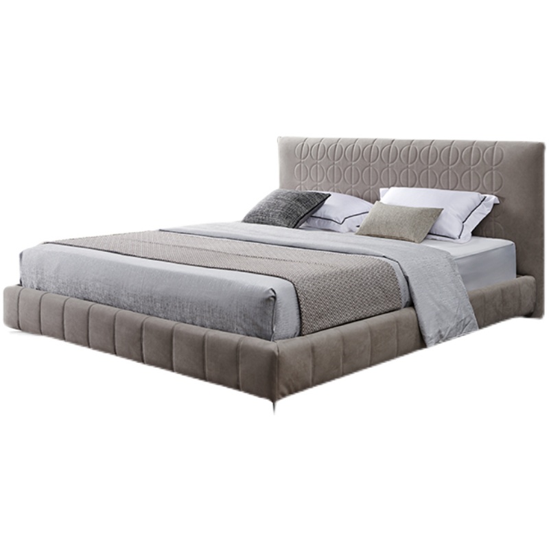 Frosted fabric bed modern minimalist master bedroom bed