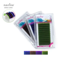 navina OEM Private Label Colored Lashes Extension Silk Mixed Box Colorful Individual Eyelash Extension for Daily Makeup