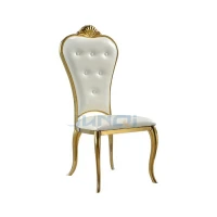 rose gold metal party tables and golden dining stacking wholesale steel chair for wedding reception