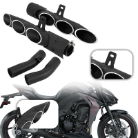 Black Stainless Steel Exhaust Middle Pipe Tailpipe Kit For Kawasaki Z1000 2010-2016