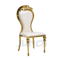 gold golden dining round glass table stackable stainless dinning wedding metal chair