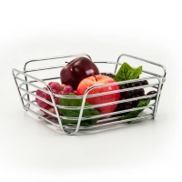 Low Price and High Quality Chrome Plating Steel Metal Iron Wire Square Fruit Baskets