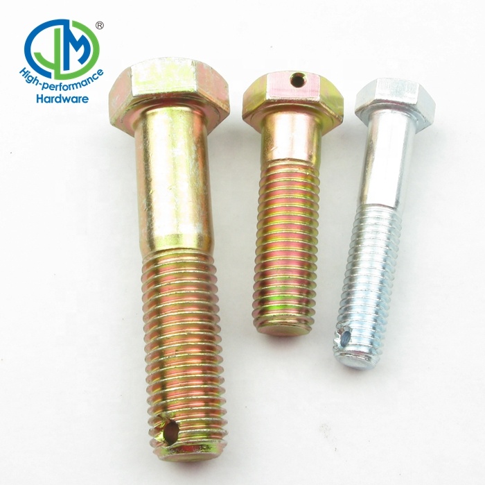 Hex Bolt With Hole For Cotter Pin In The Middle Head Or End