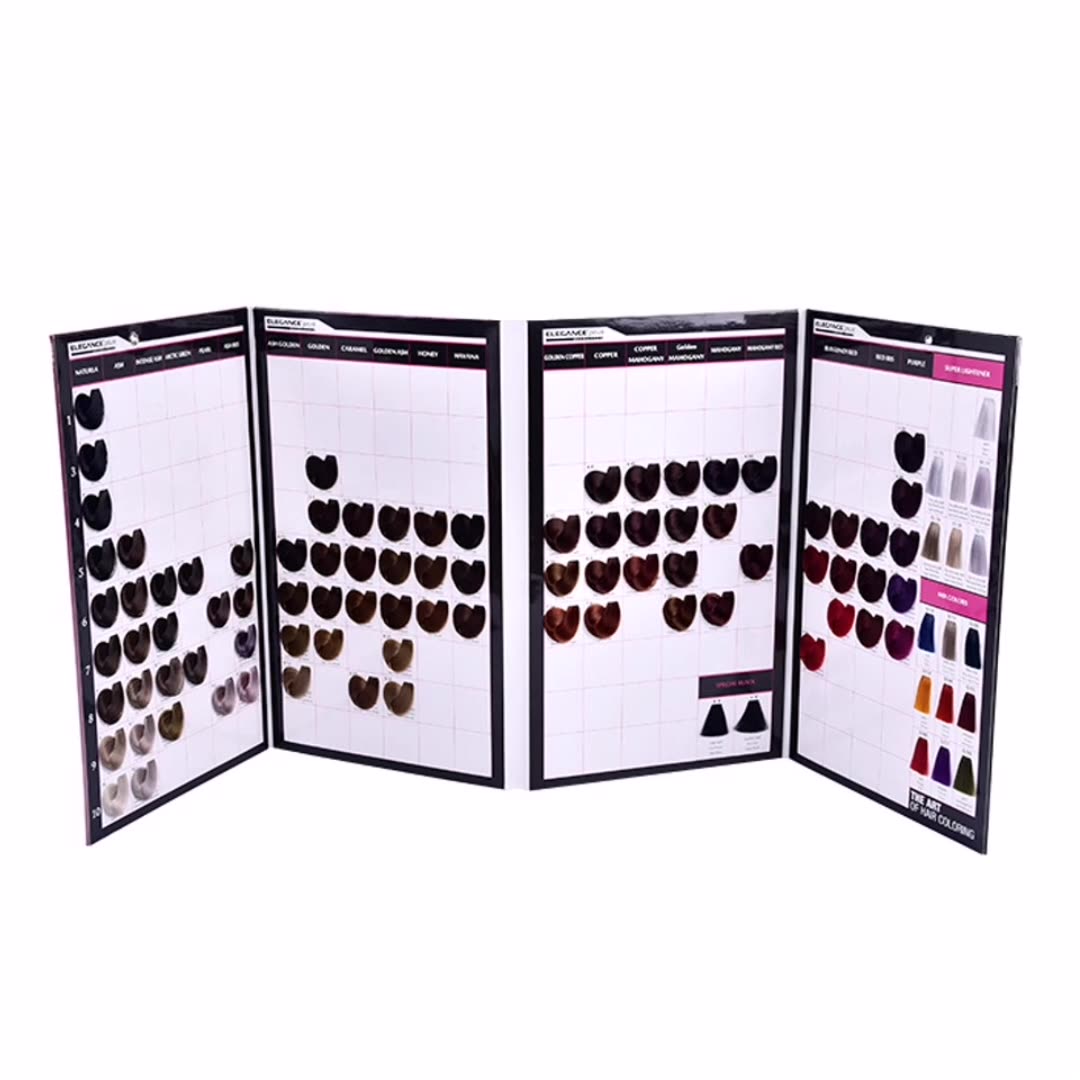 100 shades colour chart / Folded Hair Color Chart For Hair Dye / brand