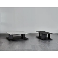 Italienischer minimalistischer Schiefer quadratischer Couchtisch Räucherholz Kombination Couchtisch