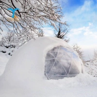 Winter outdoor dome house tent snow resistant PVC over geodesic glamping dome tent hotel camping shower for sale