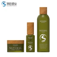 Green tea color PET plastic cosmetic bottle set packaging/ bottle set for cosmetic professional custom cosmetics bottle