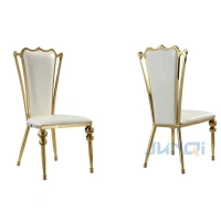 gold golden round glass table stackable stainless banquet wedding reception Upholstered dining chair