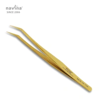 navina eyelash extension tweezers silver stainless steel non-magnetic false eyelash tweezers
