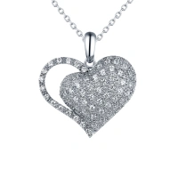 Classic Fashion Heart Shaped Zircon Silver Pendant Temperament Charm Little Girl Pendant Wholesale
