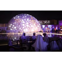 Fashion Show Wedding Party Outdoor Exhibition Event White Waterproof PVC and Steel Frame Luxury Giant Geodesic Dome Tent for 360 Projection