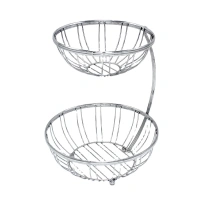 China New 2022 Home Kitchen Decorative Metal Iron 2 Tier Fruit Basket Holder Can Be Customized