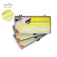 navina 3D Premade Fan Eyelash Extension Korean PBT silk C Curl Mixed Length Customized Package Easy Fanning Eyelash Extensions