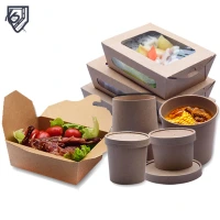 Fast-food de papel de qualidade alimentar para viagem embalando caixas Kraft para hambúrguer de frango frito