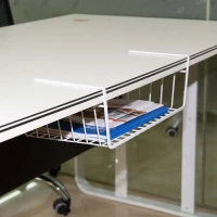 Factory wholesale under shelf storage metal wire white hanging under table basket