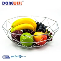 Chinese supplier flexible sliver iron metal wire diamond shape fruit bowl
