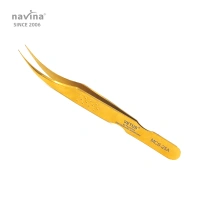 navina eyelash extension tweezers makeup tools silver stainless steel non-magnetic false eyelash tweezers