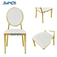 Gold dining chair round back cushion custom stainless steel banquet chair