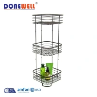 New No Drilling Wall Mesh Wire Metal Kitchen Storage Organizer Bathroom Standing Rack Shower Caddy Shampoo Corner Shelf