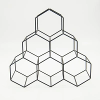 Factory Wholesale Countertop Storage Metal Geometric Design 6 Bottles Freestanding Wine Rack