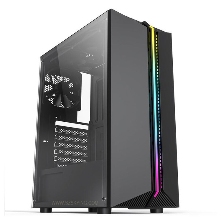 PC Case Mid Tower Gaming Case ATX Computer With 3D Front Panel RGB LED ...