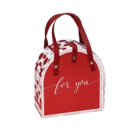 Red Vintage Suitcase paper jewelry wedding Cardboard handle storage paper Box
