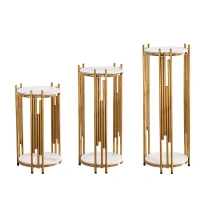 Custom wedding supplies stainless steel round flower frame for party flower pillar stand