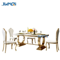Cadeira de banquete de aço inoxidável de mesa dourada, cadeira de hotel popular