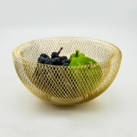 Factory wholesale wedding gift decoration golden metal fruit bowl basket
