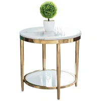 Custom Marble Finish Material Round Stainless Steel Luxury Coffee Corner Tables