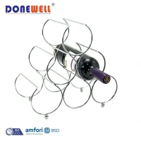 China High Quality Freestanding Countertop 6 Bottles Metal Wire Wine Rack Can Be Customized