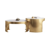 Luxury Gold Stainless Steel Round Marble Table Top Coffee Table Modern Living Room Furniture Side Table
