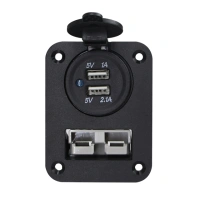 Panel Mount Anderson-Style Connector With dual USB double flush mount housing with 50a plug