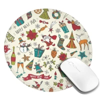 Customized High Quality Printing Christmas Pattern Round Rubber Non-slip Mouse Pad