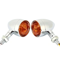 Motorcycle Chrome Bullet Turn Signal Amber Light Indicator Blinker For Harley