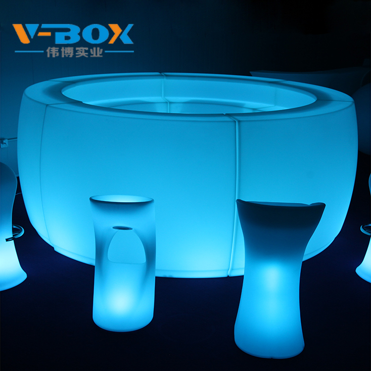 Lighted round portable bar counter illuminated garden decoration table